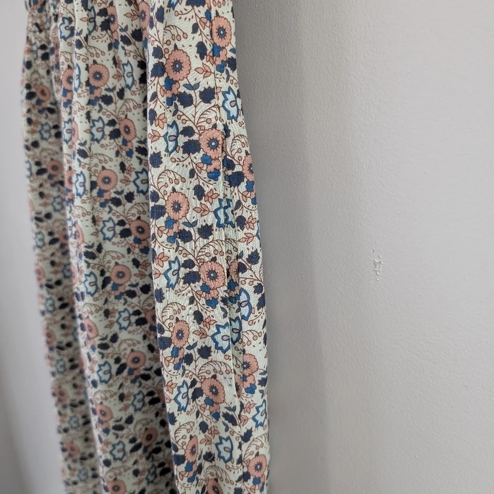 Othilia Dress Womens XS Blue Pink Floral Titania Flounced Maxi Cottage Peasant  - Picture 3 of 10